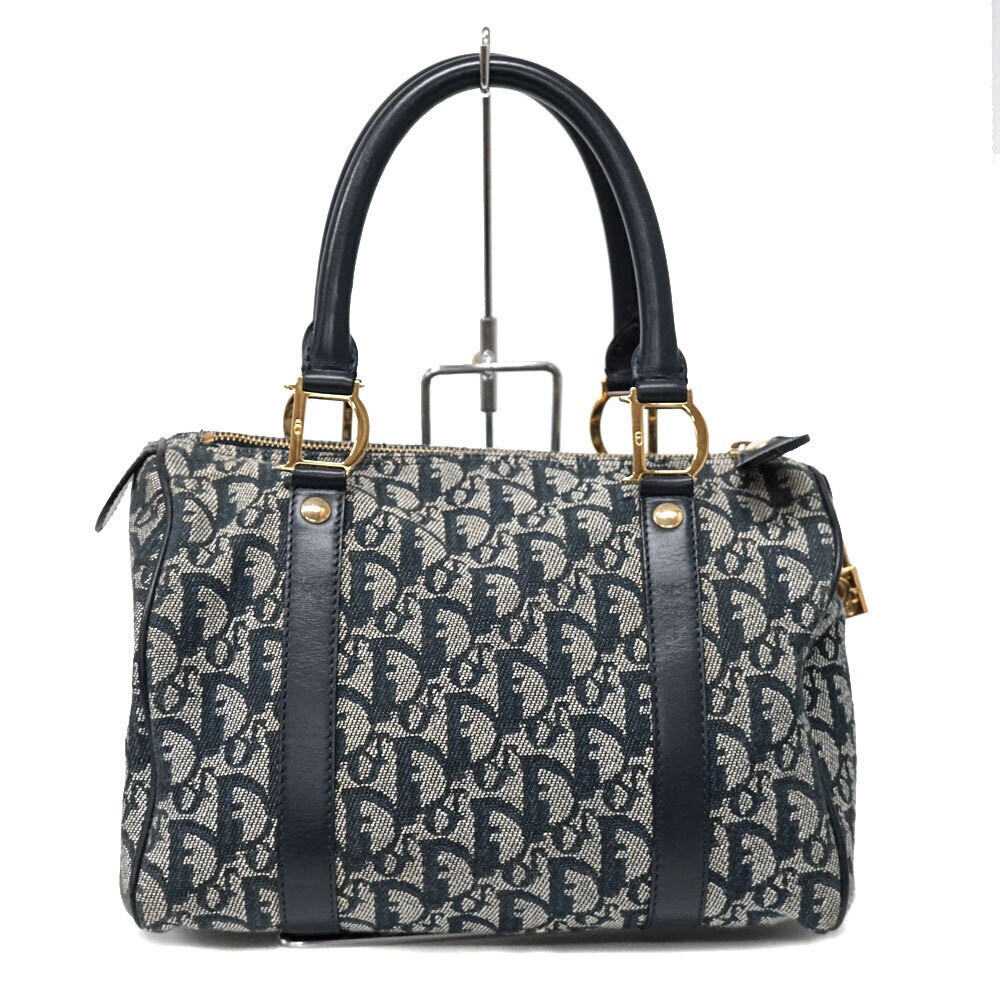 Dior Trotter Boston Bag Handbag Navy Blue